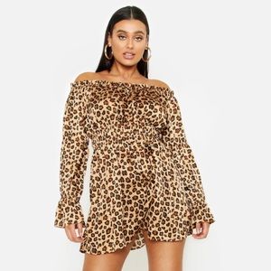 BooHoo Plus Satin Leopard Print Dress